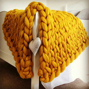 Merino Wool Bulky Knitted Blanket