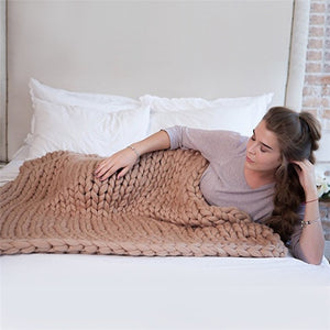 Merino Wool Bulky Knitted Blanket