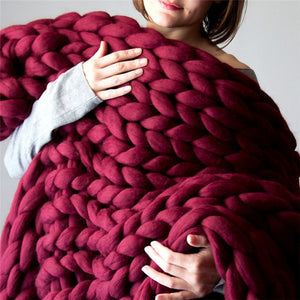 Merino Wool Bulky Knitted Blanket