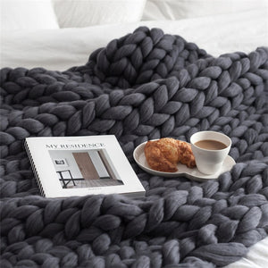 Merino Wool Bulky Knitted Blanket