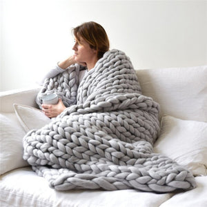 Merino Wool Bulky Knitted Blanket