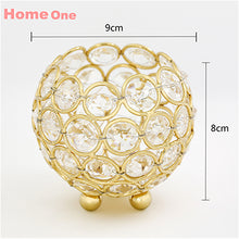Load image into Gallery viewer, Gold Candle Holders Crystal Ball Candlestick 8cm