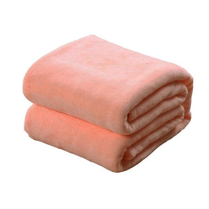 Solid Color Flannel Coral Fleece Blanket