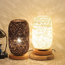 Load image into Gallery viewer, Wood Rattan Twine Ball Lights Table Lamp