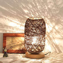 Load image into Gallery viewer, Wood Rattan Twine Ball Lights Table Lamp